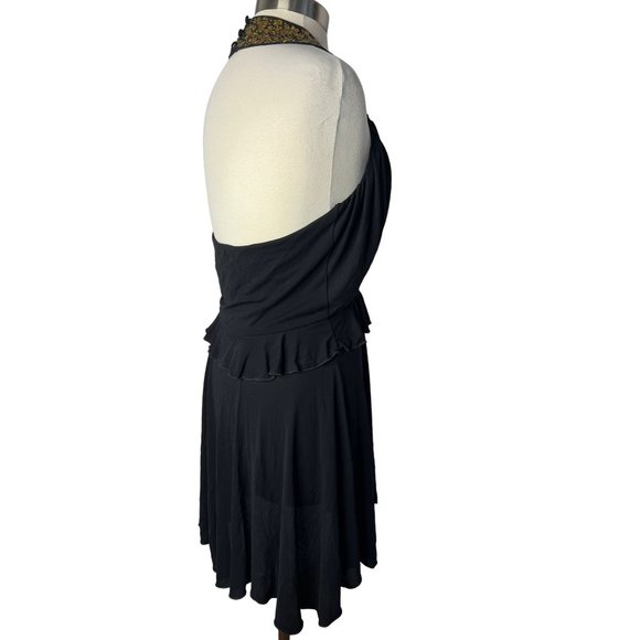Development Black Halter Dress Medium Gold Sequence Open Back - Picture 13 of 13
